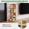 5-Tier Rotating Bookshelf, 360 Stackable Pine Wood Bookcase, Space-Saving Solid Wood Storage Rack, Multi-Functional Floor Standing Display for Small Spaces view 3