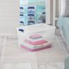66 Quart Clear Plastic Storage Container with Blue Latch Lid, Large Storage Bin view 4
