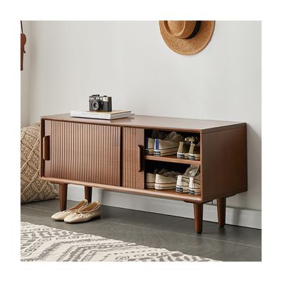 DQSPDBD Wood Shoe Bench - Entryway Storage Rack with Shelves and Cabinets for Living Room, Bedroom, or Entryway