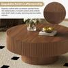 MTFY 31.5 Inch Round Drum Coffee Table, Modern Handcraft Fluted Drum Coffee Table, Wooden Round Coffee Table Center Table Cocktail Table with Stable Pedestal for Living Room Apartment (Walnut) view 3