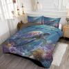 ANALTIRCE Coverless Quilt Set with 2 Pillowcases, 7.5 Tog 90" x 90" Size Reversible Duvet All Seasons with Underwater World Pattern, Lightweight and Warm Blue 3 Comforter Queen view 2