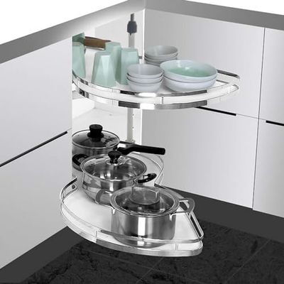 2 Tier Kitchen Cabinet Organizer, Blind Corner Pullout Carousel with Twin Shelf, Fits 20 x 34 x 16.5in Cabinet for Pantry Kitchen Bathroom, Right Pull Open
