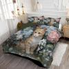 ANALTIRCE Kids 90" x 90" Coverless Duvet for All Seasons, Reversible Washable 3 Quilt with Watercolor Hydrangea Patterns, Grass Green Comforter with 2 Pillowcases 50x75cm, Queen view 2