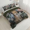 ANALTIRCE Kids 90" x 90" Coverless Duvet for All Seasons, Reversible Washable 3 Quilt with Watercolor Hydrangea Patterns, Grass Green Comforter with 2 Pillowcases 50x75cm, Queen view 3