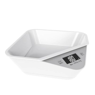 10KG/1g Pet Scale Cat Dog Food Scale with Basin Digital Kitchen Scale Waterproof Baby Infant Weight Scale Easy Clean Tray Scale(White 5KG-1g)