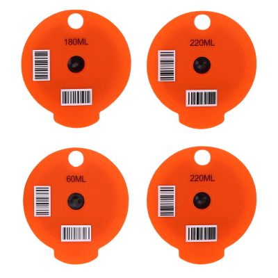 ASHATA Reusable Coffee Pod, Refillable Coffee Filter Capsule with 4 Orange Lids Brush and Spoon for Coffee Makers