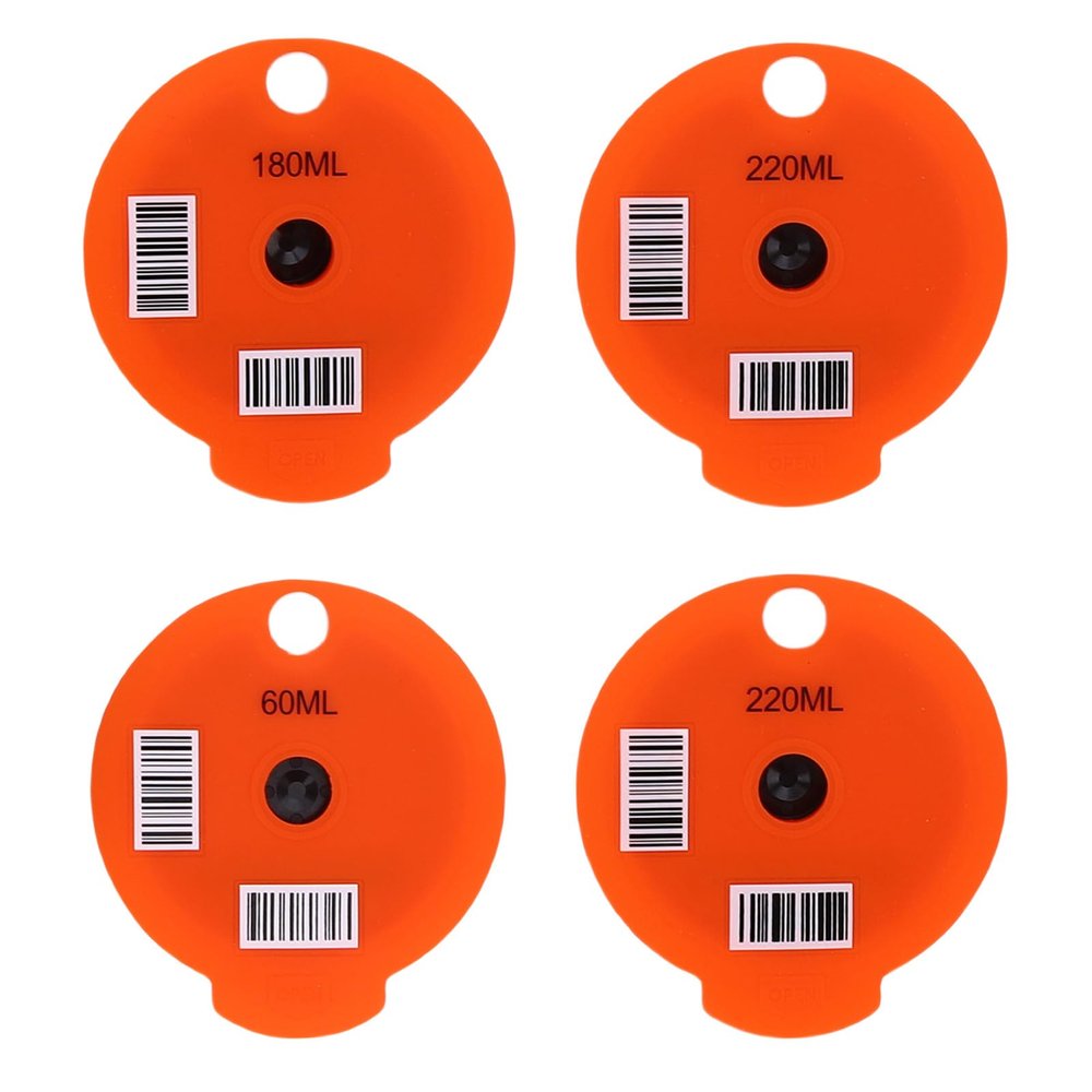 ASHATA Reusable Coffee Pod, Refillable Coffee Filter Capsule with 4 Orange Lids Brush and Spoon for Coffee Makers