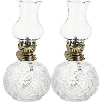 2Pcs Vintage Glass Kerosene Lamps, Retro Oil Lamp Decor for Home