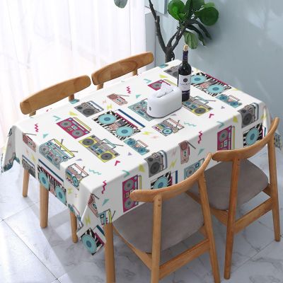Jendfert Set of Various Vintage Cassette Players. Retro 80s Outdoor 54x72 Inch Tablecloth - Party Tablecloth for Picnics, Weddings, and Vacations