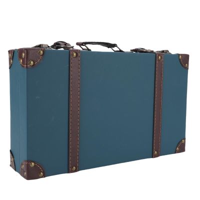 Walfront Vintage Suitcase, PU Leather Storage Trunk, Lightweight Retro Trunk, Ideal for Home Decor and Travel Accessories