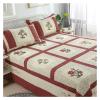 QDKVTNDJZ Floral Cotton 3/4pcs Patchwork Bedspread on The Bed Linen Quilted Duvet Cover Blanket Coverlet Plaid Padded, Sheets(Red,3pcs Set) view 2