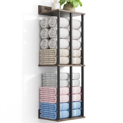 Towel Racks for Bathroom Wall Mounted with Wooden Storage Shelf