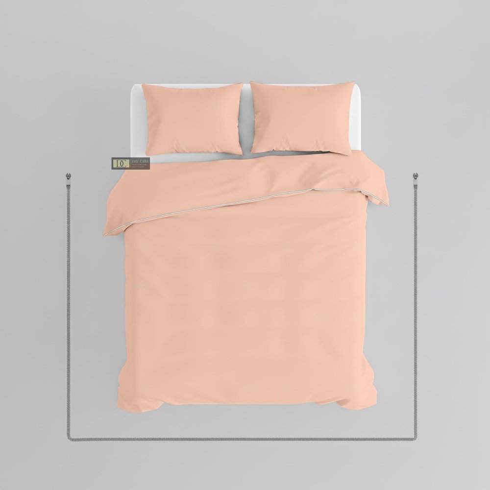 Day Care 3-Sided Zipper Duvet Cover Set (3 Pcs.) | Cotton Blend Brushed Microfiber Comforter Cover, Easy to Change, Oeko-Tex Certified (Peach, Queen 90x90)