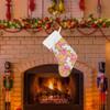 14" Large Christmas Stocking, Red Yellow Floral Fireplace Hanging Stocking Velvet Decorations with White Cuff, Xmas Stockings Gift for Family Holiday Christmas Party Gift view 4