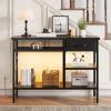 42" LED Console Table with Storage Shelves Modern Sofa Table with Drawer, Multi-Tier Storage Shelves for Living Room & Hallway view 2