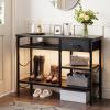 42" LED Console Table with Storage Shelves Modern Sofa Table with Drawer, Multi-Tier Storage Shelves for Living Room & Hallway view 3