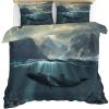 GKPLY Fantasy Bedding Set, Mysterious Ocean Comforter Set Twin, Whale Duvet Cover & Home Decor, Zipper Closure, Reversible Print, Soft Microfiber Comforter Cover & 2 Pillowcases view 1