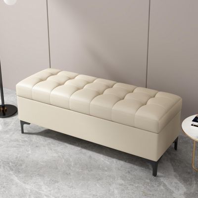 TUPAFJU Rectangular Leather Ottoman with Storage with Locks,Storage Ottoman Footstool,Storage Benchfor Living RoomBedroomend of Bedentryway(Beige,150cm/59in)