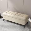 TUPAFJU Rectangular Leather Ottoman with Storage with Locks,Storage Ottoman Footstool,Storage Benchfor Living RoomBedroomend of Bedentryway(Beige,150cm/59in) view 1