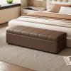 SEIFE Entryway Leather Storage Shoe Ottoman,Bedroom Storage Ottoman Footstool,Storage Benchfor Living Roomend of Bed(Brown,130cm/51in) view 1