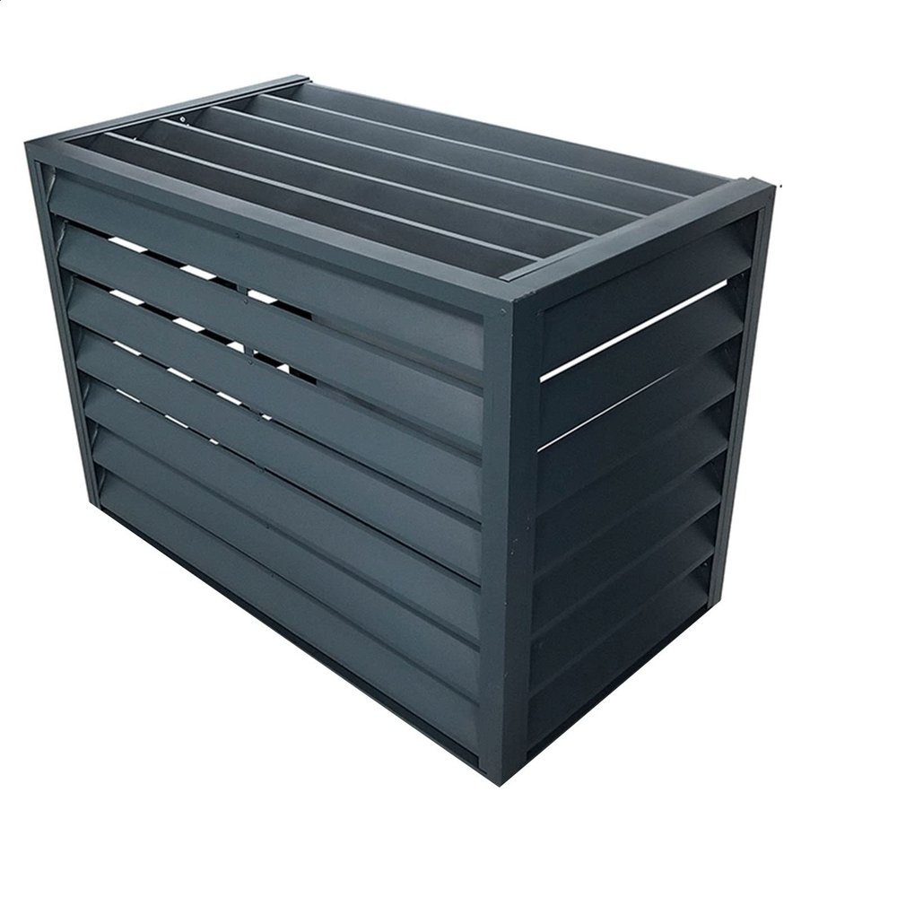 Aluminum Mini Split Air Conditioner Cover Outdoor Heat Pump Protector Gray Louve Weatherproof Shield for Indoor Outdoor Units Fence Hide for AC Units