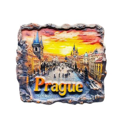Astronomical Clock Square, Prague Sunset Scene, Czech Republic Tourism Tourist Travel Gift Souvenir 3D Resin Decorative Refrigerator Fridge Magnet Sticker Craft Home Kitchen Decoration