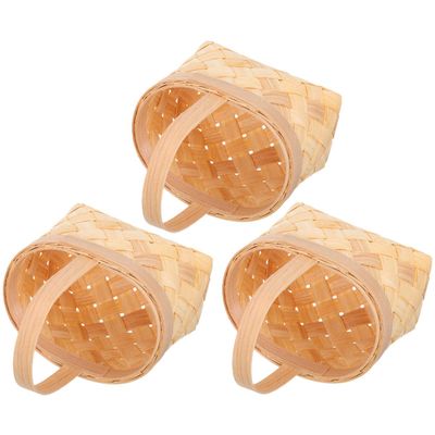 KITCHENKARATLY Mini Woven Baskets Handles, Party Treats Holder and Candy Favor Basket for Wedding and Birthday Decoration