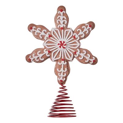 Tree Topper, Gingerbread Man Christmas Ornament, Adorable Holiday Treetop Decoration, Christmas Decor Large Snowflake Treetop Ornament for Winter Holiday Party Festive Home Indoor Outdoor