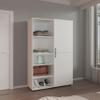DEPOT E-SHOP Brewster Wardrobe, 2 Doors, 6 Legs, 7 Shelves, White - Wardrobe view 1