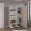 DEPOT E-SHOP Brewster Wardrobe, 2 Doors, 6 Legs, 7 Shelves, White - Wardrobe view 2