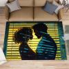 5x6 Rug Couple Silhouettes Rugs for Boys Room Romantic Art Rug Abstract Figures Area Rug Non Slip Printed Low-Pile Indoor Floor Carpet for Home Decor view 2