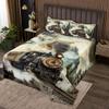 Manfei Steam Train Kids Bedspread Queen Size,Locomotive Choochoo Vehicle Vinatge Coverlet Set,Girls Boys Room Decor,Pine Mountain Country Nature Quilted Coverlet,Green Bedding Quilt,2 Pillowcases view 1