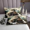 Manfei Steam Train Kids Bedspread Queen Size,Locomotive Choochoo Vehicle Vinatge Coverlet Set,Girls Boys Room Decor,Pine Mountain Country Nature Quilted Coverlet,Green Bedding Quilt,2 Pillowcases view 4