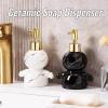Bathroom Hand Soap Dispenser Marble-Patterned Hand with Pump Refillable Ceramic Lotion Bottle New Home Essentials(Blue) view 2