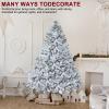 6.9ft White Flocked Artificial Christmas Tree, Snow Christmas Holiday Pencil Tree Winter Party Decoration with Realistic Branch Reinforced Base 6.9ft view 3