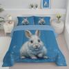 ANALTIRCE Kids 104" x 90" Coverless Duvet for All Seasons, Reversible Washable 3 Quilt with Hand-Drawn Animals Patterns, Blue Comforter with 2 Pillowcases 50x75cm, King view 1