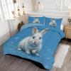 ANALTIRCE Kids 104" x 90" Coverless Duvet for All Seasons, Reversible Washable 3 Quilt with Hand-Drawn Animals Patterns, Blue Comforter with 2 Pillowcases 50x75cm, King view 2