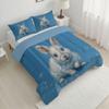 ANALTIRCE Kids 104" x 90" Coverless Duvet for All Seasons, Reversible Washable 3 Quilt with Hand-Drawn Animals Patterns, Blue Comforter with 2 Pillowcases 50x75cm, King view 3
