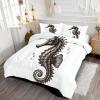 ANALTIRCE Coverless Quilt Set with 2 Pillowcases, 7.5 Tog 80" x 90" Size Reversible Duvet All Seasons with Minimalism Animals Pattern, Lightweight and Warm White 3 Comforter Full view 2
