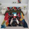 ANALTIRCE Kids 104" x 90" Coverless Duvet for All Seasons, Reversible Washable 3 Quilt with Graffiti Animals Patterns, Blue Comforter with 2 Pillowcases 50x75cm, King view 1