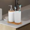 BESPORTBLE Ceramic Bathroom Accessories Set White Toothbrush Cup Lotion Dispenser with Base Vanity Countertop Organizer for Home and Family view 3