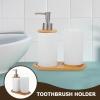 BESPORTBLE Ceramic Bathroom Accessories Set White Toothbrush Cup Lotion Dispenser with Base Vanity Countertop Organizer for Home and Family view 4