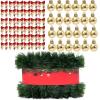 Artificial Christmas Garland Green Tinsel Vine with 36 Pcs 5cm Bows & 24 Pcs 4cm Baubles, for Christmas Tree, Wedding, Party Decoration view 1