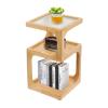 3-Tier End Table with Glass Shelves, Solid Wood Side Table with Wave Pattern Glass, Modern End Table, Compact Nightstand for Living Room, Office, Bedroom, and Study Room (Log Color) view 1