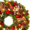 19 Inch Christmas Wreath, Xmas Door Wreath Decorations, Artificial Christmas Wreath with Pine Cones Dried Lemon Pieces for Door & Window & Fireplace view 4