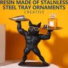Black Bulldog Statue Decor, Dog Key Tray for Hallway, Stylish Storage for Keys, Sweets, Remotes & Lipsticks - Unique Home Decor Accent view 2