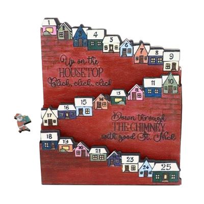 LOCADENCE Christmas Advent Calendar, Reusable Decorative 25 Houses Wood Christmas Countdown Calendar for Family Decoration