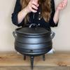 12 Quart Cast Iron Dutch Oven Cauldron Pot - Camping Cookware with Lid - Pre-Seasoned Heavy-Duty Potjie for Stews, Soups, Braising, and Frying Over Fire Pit Grill or Camp Stove view 4