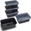 10 Piece Meal Prep Food Storage Containers, Black, space-saving view 1