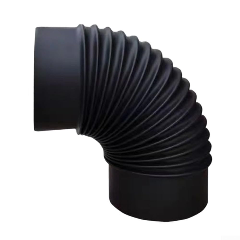 6" Chimney Pipe for Wall Wood-Burning Stoves, Steel Flue with Drip-Free Construction, Vent and Exhaust Connector for Wood, Oil, Coal and Gas Heaters(90-degree bend)